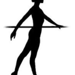 A silhouette of a woman holding onto a bar