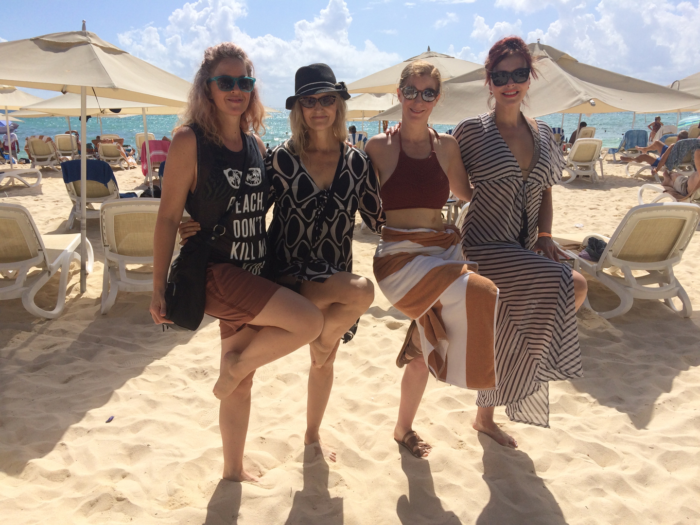 four women at the beach