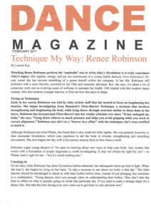 dance magazine technique my way: renee robinson